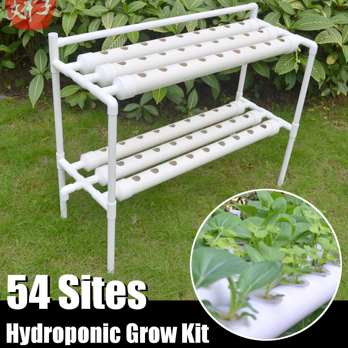 1 PC Hydroponic 54 Plant Site Grow Kit Ebb Water Culture Garden System 6 Pipes 