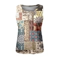 thumbnail image 4 of Yellow Womens Undershirts, Sleeveless Undershirt for Women, Polyester Women Undershirt, Womens Crewneck Sleeveless Print Tank Tops Summer Casual Loose Fit Basic T Shirts Beach Blouse, 4 of 4