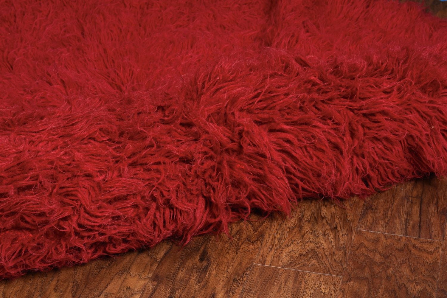 Tapis de couloir Nouveau Flokati 1400 gr de 2' 4" x 8' 6", Rouge