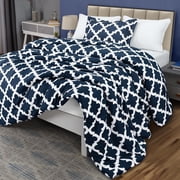Twin Comforter Set 2 Piece Navy by Utopia Bedding, Printed Comforters Twin Size, Bedding Comforters Sets, Down Alternative Soft Bed Set, 1 Comforter (64 x 88 inches) 1 Pillow Shams (20 x 26 inches)
