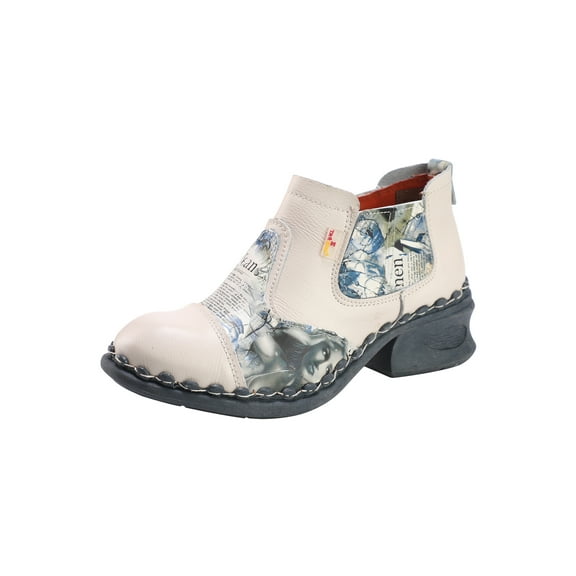 TMA EYES Women's Leather Ankle Booties Casual Shoes Pull on with Zipper for Outdoor