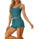 thumbnail image 4 of Conjuntos de pijama para mujeres INSPIRE CHIC, camisetas de punto con pantalones cortos, 2 piezas, ropa de dormir, verde lago, 4 of 6