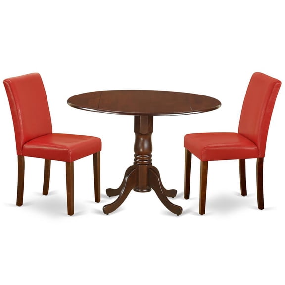 East West Furniture Dining Room Set Mahogany, DLAB3-MAH-72