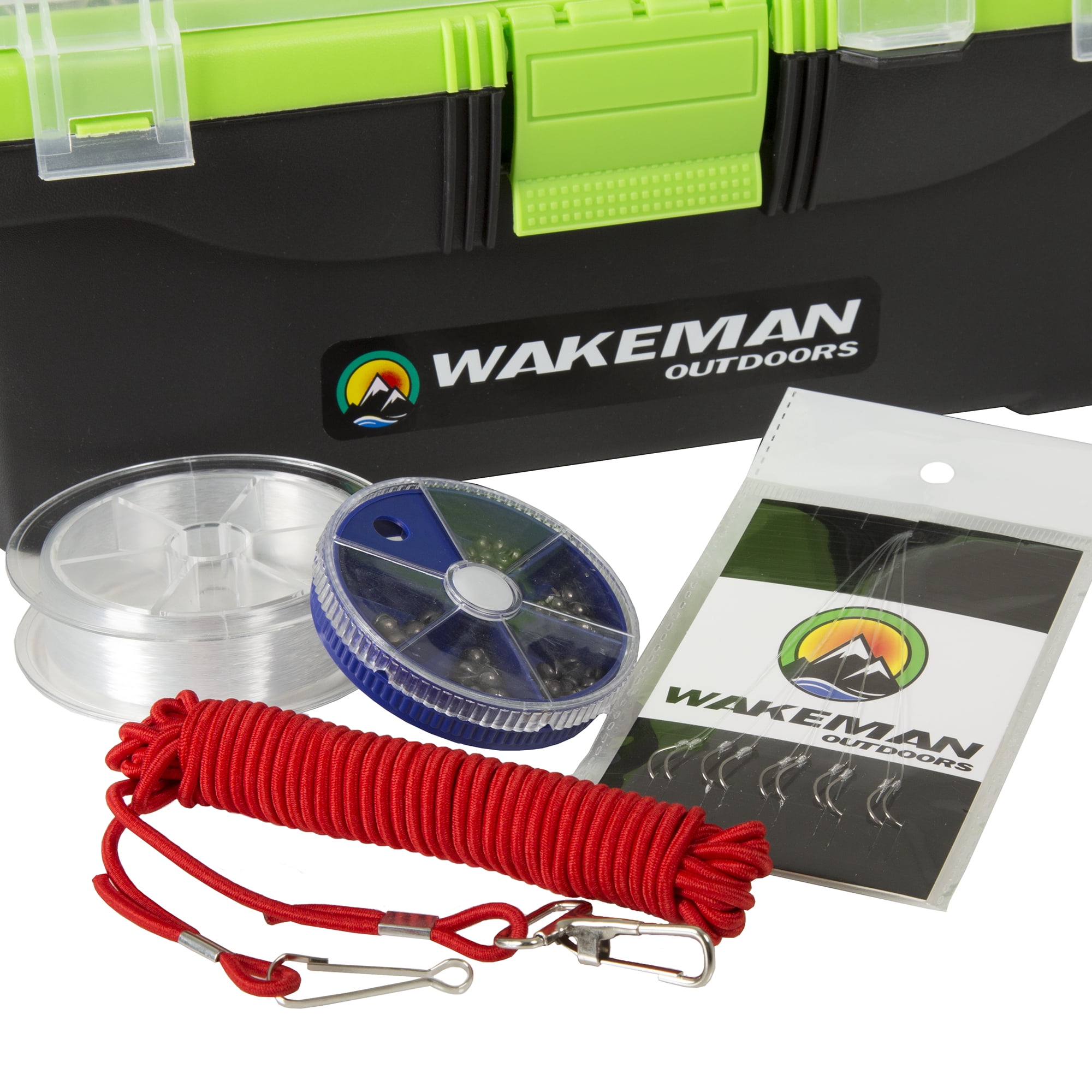 Wakeman Outdoors Fishing Single Tray Tackle Box 55 Piece (Lime Green)