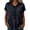 Black, variant on Plus Size Women Summer Cotton Hooded Short Sleeve T Shirt Loose Fit Casual Hoodie Tops Drawstring Hood Front with Pocket Bronze XXL