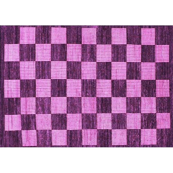 Ahgly Company Indoor Rectangle Checkered Purple Modern Area Rugs, 6' x 9'