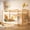 Natural, variant on Guqiart Kids Twin Over Twin Low Bunk Bed, Wooden Floor Bunk Bed with Bookshelf, Ladder, Full Safety Guardrails for Bedroom