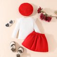 thumbnail image 4 of mgoYE Toddler Girl Clothes Solid Long Sleeve Knit Top Ruffle Wrap Tie Skorts Girls Fall Outfits Skirt Set with Beret, 4 of 9