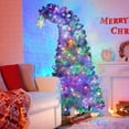 thumbnail image 2 of 6 FT  Artificial White Christmas Tree, Santa Hat Style Xmas Tree with 300 Colorful LED Lights and 900 Branch Tips, Decorated Tree with Bent Top and Gold Star Topper, 2 of 9