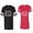 Men Black / Women Red, variant on Papa Mama Bear Unisex Couple Matching Cotton Jersey style T-Shirt Contrasting stripes on sleeves (Men Black / Women Black) (Men S / Women S)