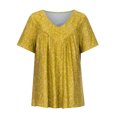thumbnail image 5 of Pincandy Women Plus Size Short Sleeves V-Neck Print Blouse Pullover Tops Oversized Tshirts Knit V Neck Short Sleeve Tunic Tops Summer Casual Loose Fit Tee Shirts,Yellow,S, 5 of 5
