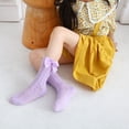 thumbnail image 4 of Calcetines para niñas pequeñas de 1 a 8 años, calcetines finos de malla con lazo de Color sólido para primavera y verano, 4 pares, 4 of 5