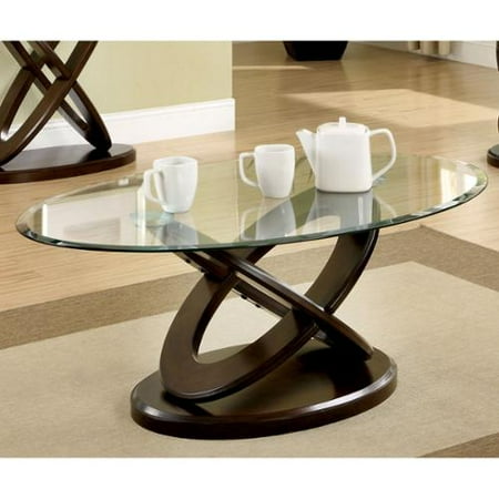 Furniture Of America Evalline Oval Glass Top Coffee Table Furniture Of America Evalline Oval Glass Top Coffee Table