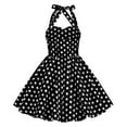 thumbnail image 5 of MIASHUI Robe d'Été à Pois à Col Licou pour Filles, Robe Soleil Fluide et Ludique avec Ourlet à Volants et Lien Ajustable Noir,150, 5 of 5