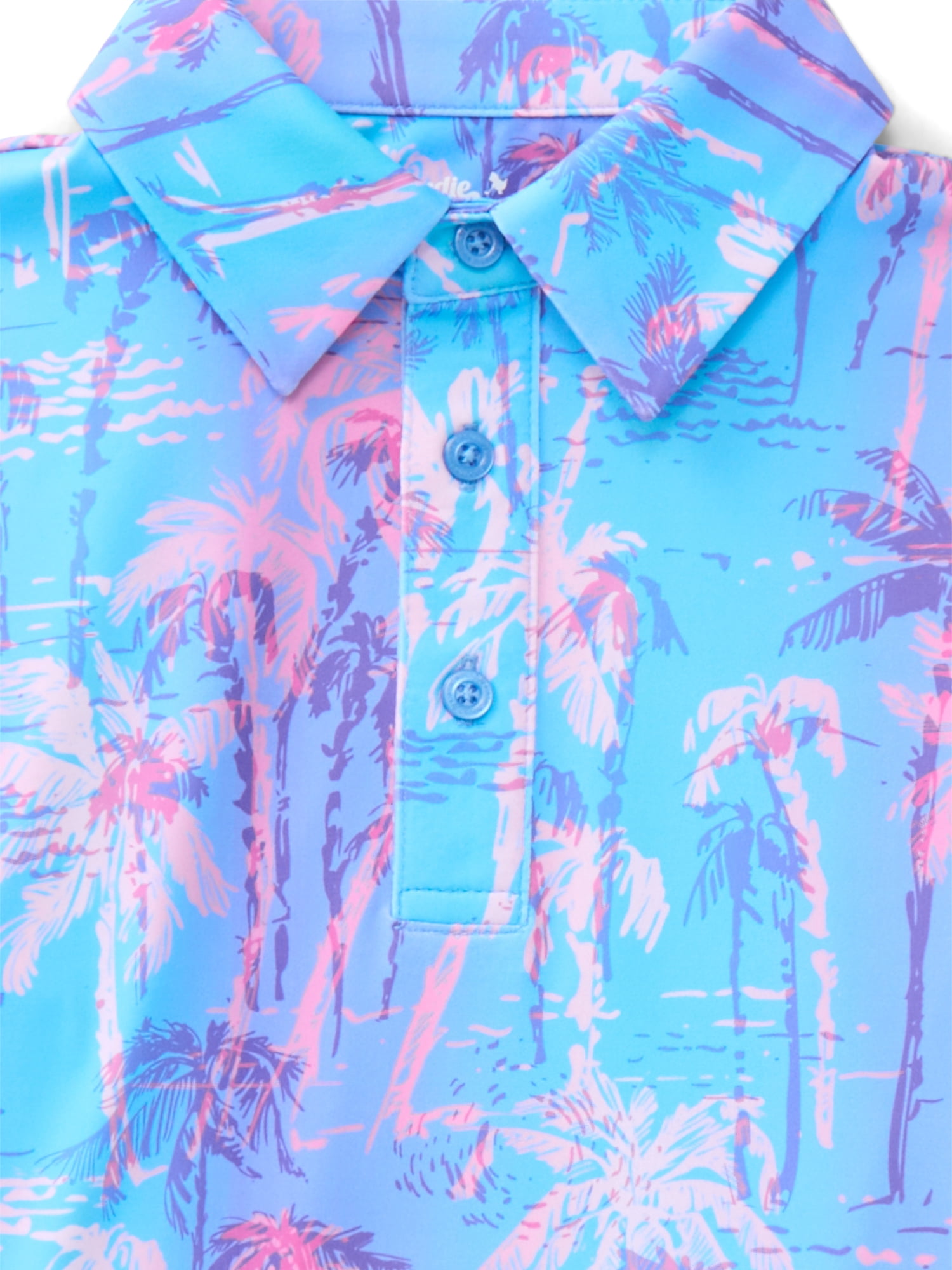 Birdie Bound Boys Beachy Palm Print Polo Top with UV 30, Sizes XS-XL