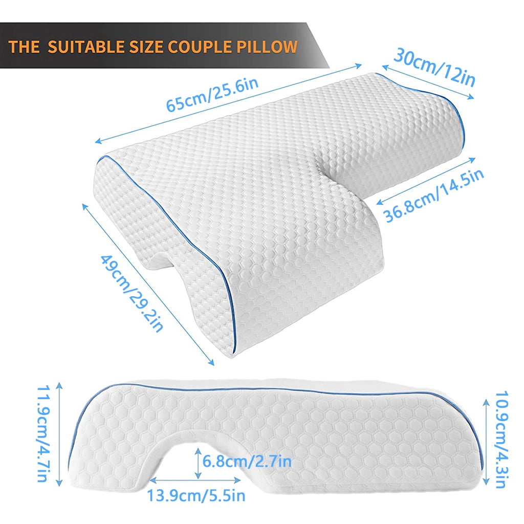 WINDLAND Couples Pillow with Arm Rest Memory Foam Anti Hand Pressure Neck Pain Relief Arched Sleeping Cuddle Cervical Cushion for Side Sleepers