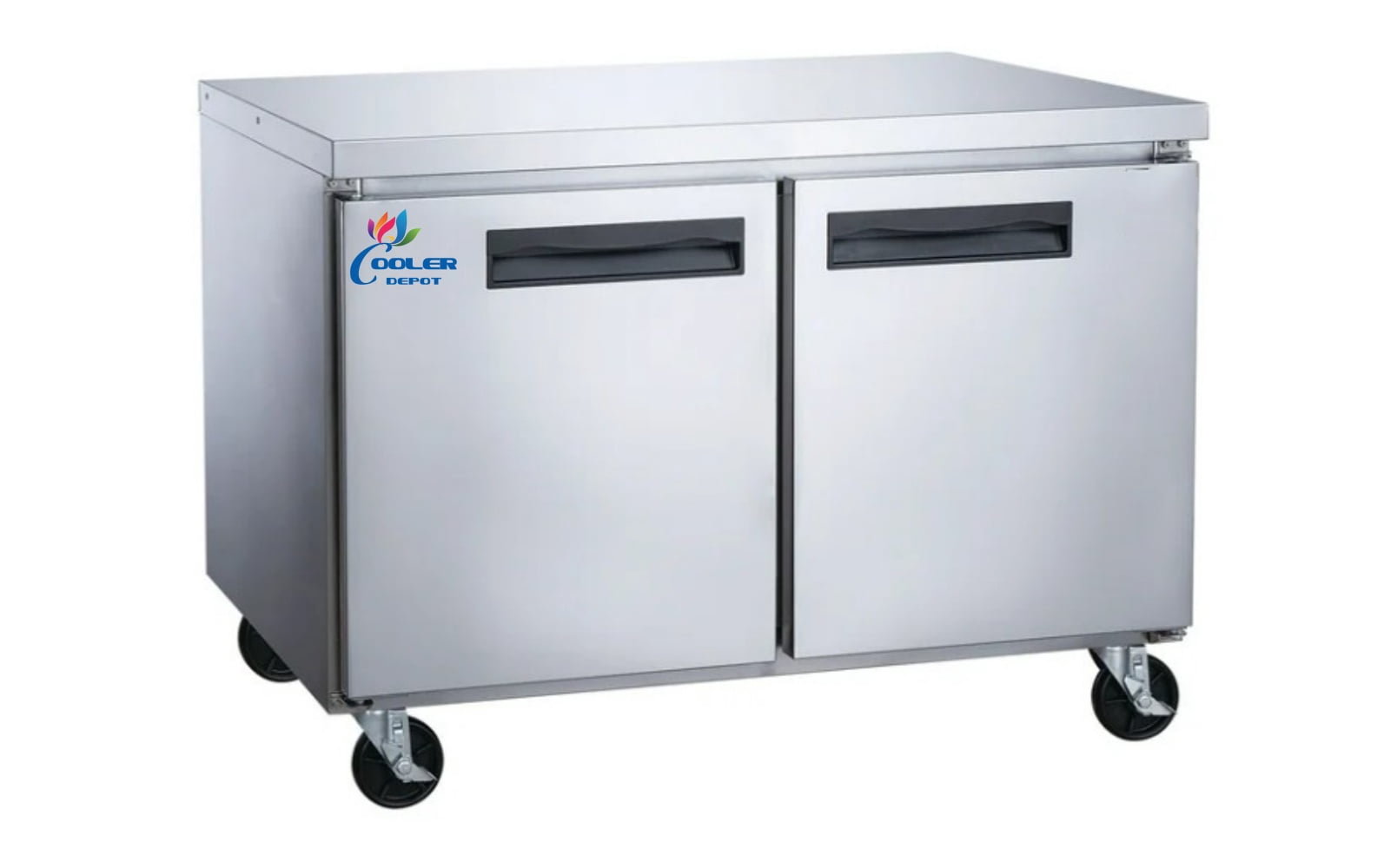 48 inch 13 cu.ft, 36 1/4" heigh Commercial Undercounter  refrigerator, 2 Solid Doors, stainless steel exterior, NSF certified.