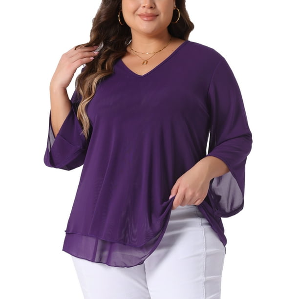 GRACE GRANDEUR Camisas de Chifón para Mujeres Talla Grande de