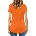 thumbnail image 4 of Orange Womens Tops Womens Summer Tops V Neck Short Sleeve Basic Plain Tee T Shirts for Women, 4 of 5