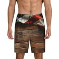 thumbnail image 3 of Lsque Rustic American Flag Wood Mens Sleep Pajama Shorts,Short Pajama Pants, Cotton Ultra-Soft Knit-XX-Large, 3 of 9