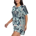 thumbnail image 2 of Kdxio Butterflies Skull Bows Print Pajamas Sets for Women Short-Sleeved Pjs with Lounge Shorts Two Piece Sleepwear S-4XL, 2 of 5