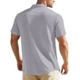 thumbnail image 4 of Inglocry Mens Linen Shirt, Casual Button Up Down Shirts for Men, Beach Short Sleeve Essential Business Top for Summer Light Gray 3XL, 4 of 5