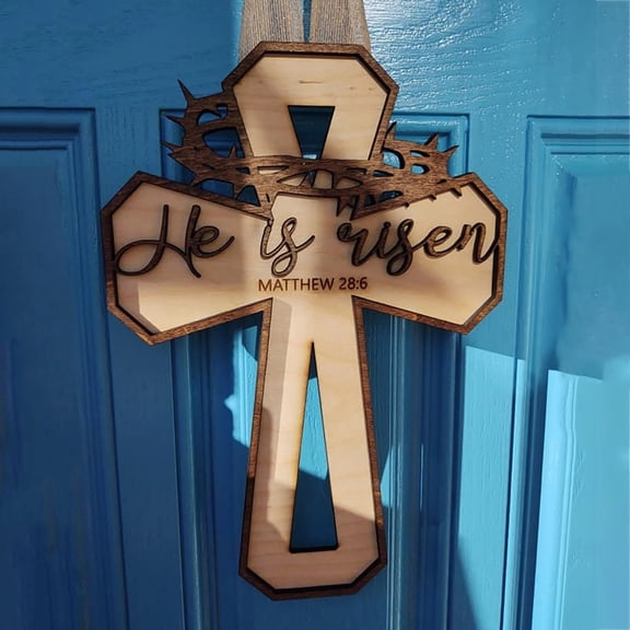 He Is Risen Ornament Wooden Ornament Easter Ornament Hangs Easter Decorations