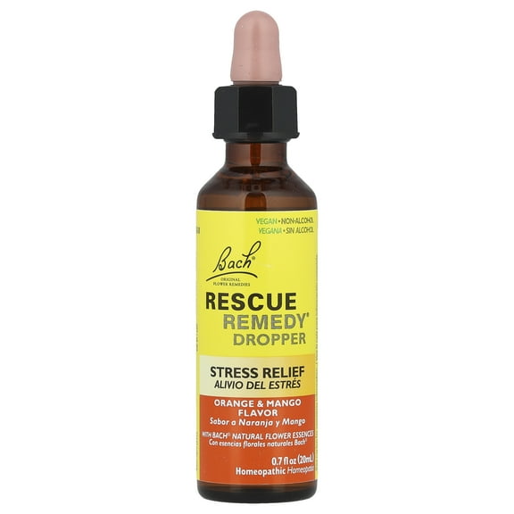 Bach Rescue Remedy® Dropper, Stress Relief, Orange & Mango, 0.7 fl oz (20 ml)