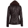thumbnail image 5 of LYXSSBYX Jackets for Women Clearance Women's Fashion Casual Hooded Zipper Long Sleeve Color Leather Jacket Coat, 5 of 9