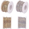 thumbnail image 5 of 2 Rolls 10 Yard 2.6mm Crystal Rhinestone Close Chain Clear Trimming Claw Chain Sewing Craft about 2740pcs Rhinestones - Crystal AB (Silver & Gold Bottom), 5 of 7