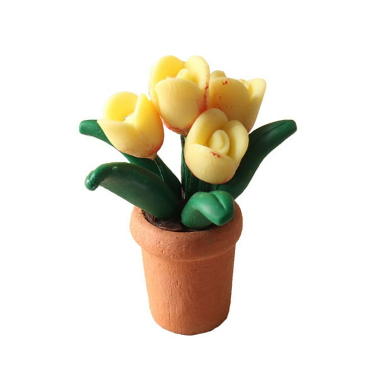Miniature Flowers in Pots Yellow Daffodil Flower Dollhouse Miniature Home  Decor