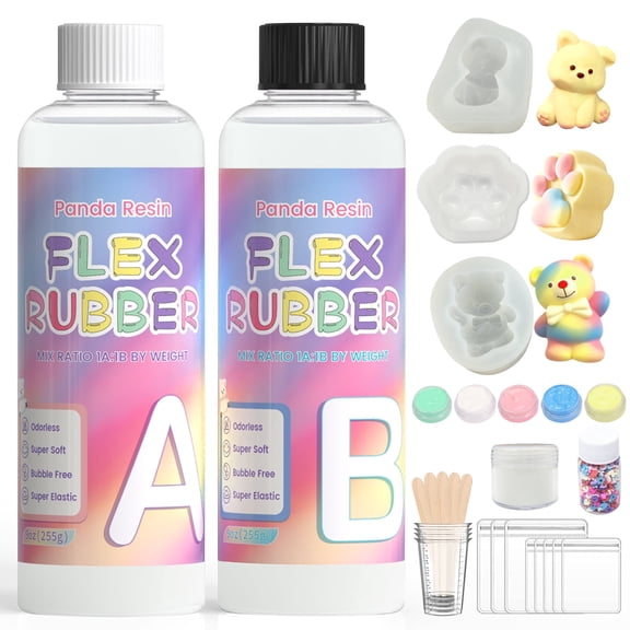Panda Resin 18oz Taba Squishy Making Kit, DIY Soft Rubber Toy Craft Set, Art & Craft Kits for Beginners Kids and Adults, Squishy Mold Kit for Stress Relief and Creative Fun
