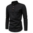 thumbnail image 5 of ZZHZGZ Late July Men Red Dress Shirt Men's Casual and Linen Solid Color Stand-up Collar Long-Sleeved Shirt Fourth of July Mens Oversized T Shirt Xxxxl, 5 of 6