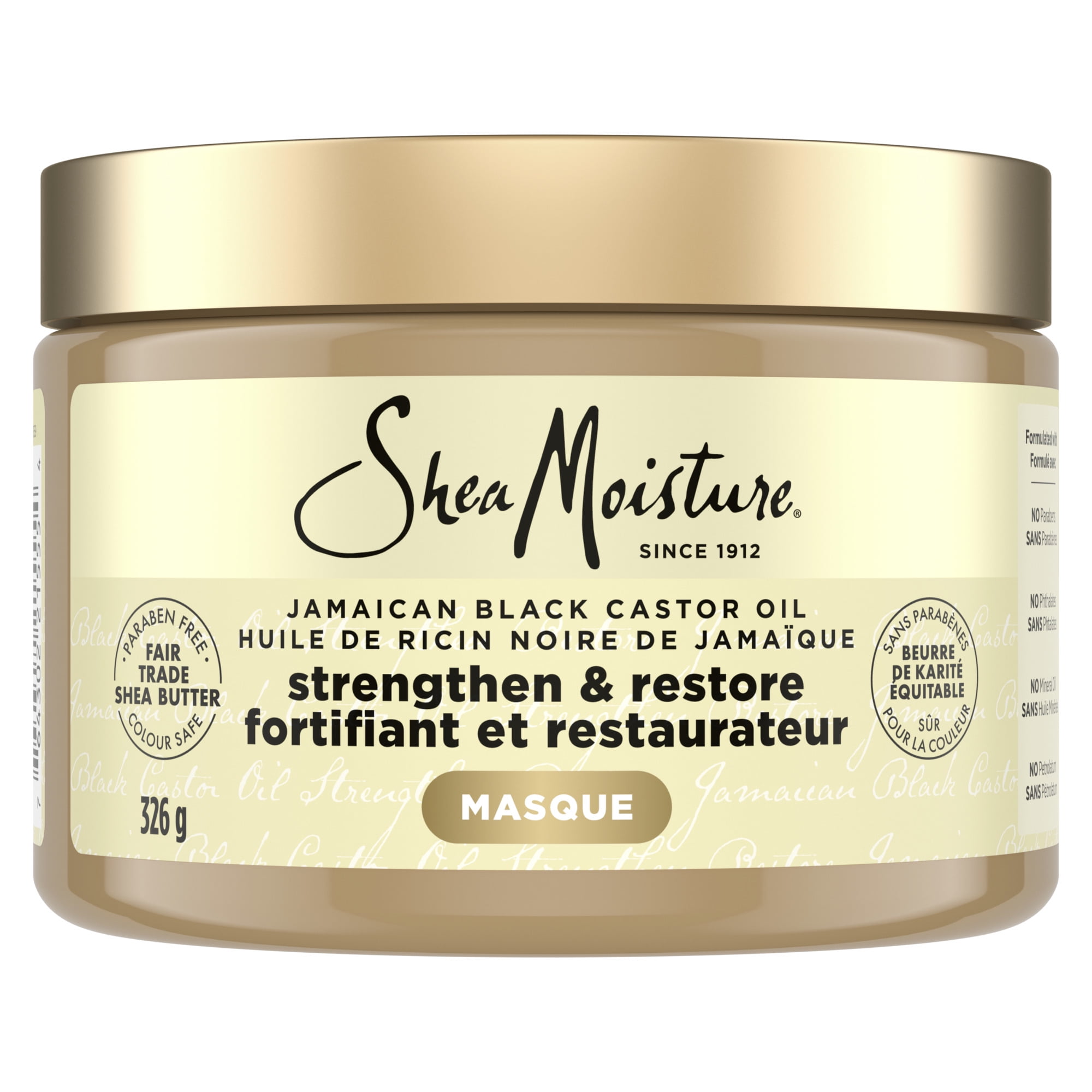 SheaMoisture Jamaican Black Castor Oil Strengthen & Restore for damaged hair Treatment Masque with Shea Butter, Peppermint and Apple Cider Vinegar 326g, 340 g Treatment Masque