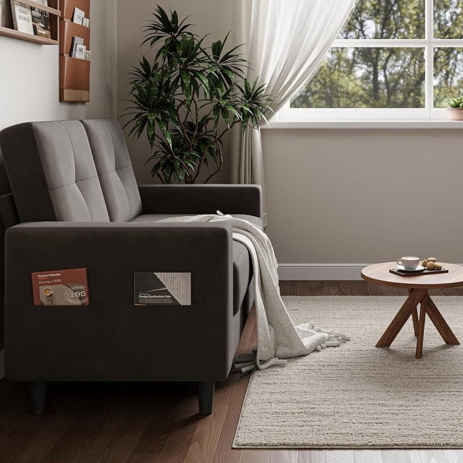 53" Loveseat Sofa, Small Couches 2 Seater Couch for Living Room Comfy Modern Sofa for Bedroom Apartment Office, Brown