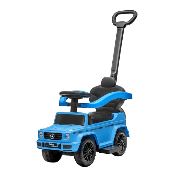 Open Box Best Ride On Cars Kids Outdoor Stroller Mercedes G-Wagon 3 in 1 Push Car, Blue
