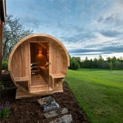 ALEKO SB6CED Outdoor Rustic Cedar 5-6 prs Barrel Steam Sauna with 6 kW Heater