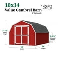 thumbnail image 4 of Little Cottage Co. 10x14 Value Gambrel Barn with 4 ft. Sidewalls, Outdoor Wood Storage Shed Do-It-Yourself Precut Kit, 4 of 13