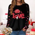 thumbnail image 4 of HCNTES Womens Girls Valentines Day Long Sleeve Love Heart Print Top T-Shirt Spring Casual Fashion Crew Neck Pullover Sweatshirt Comfortable Trendy Leisure Wear(A01-Dark Gray,M), 4 of 9