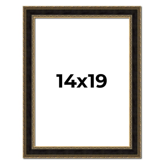 14x19 Frame Gold Antique Vintage Sold Wood Picture Frame | 1.75 Inch Moulding Width | Interior