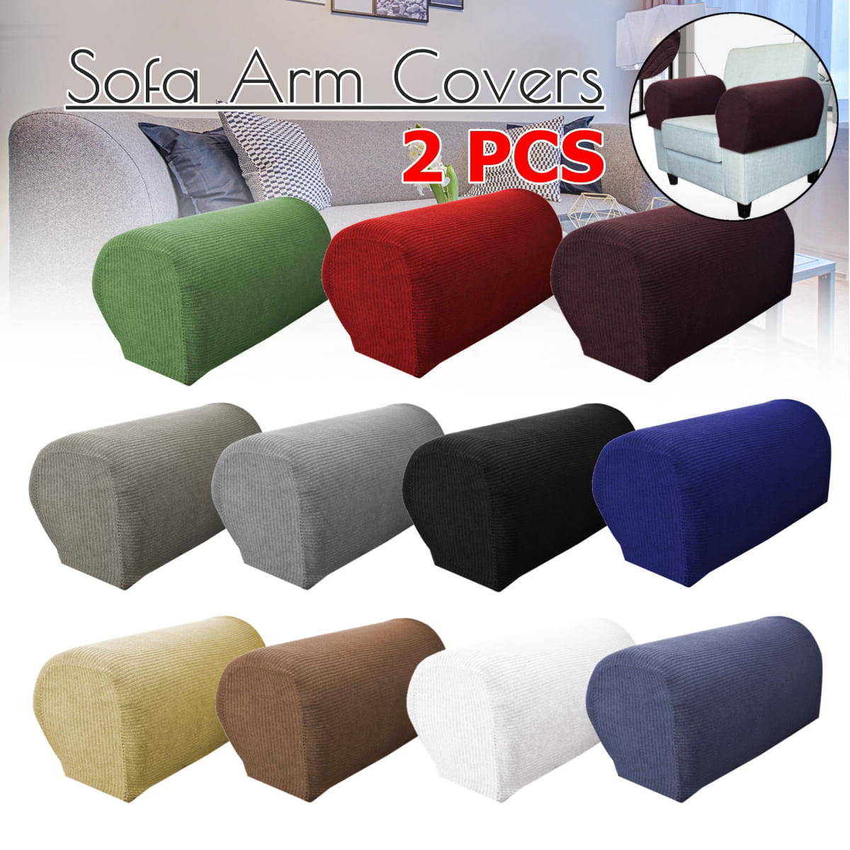 Set of 2 Premium Furniture Armrest Covers Sofa Couch Chair Arm Protectors 