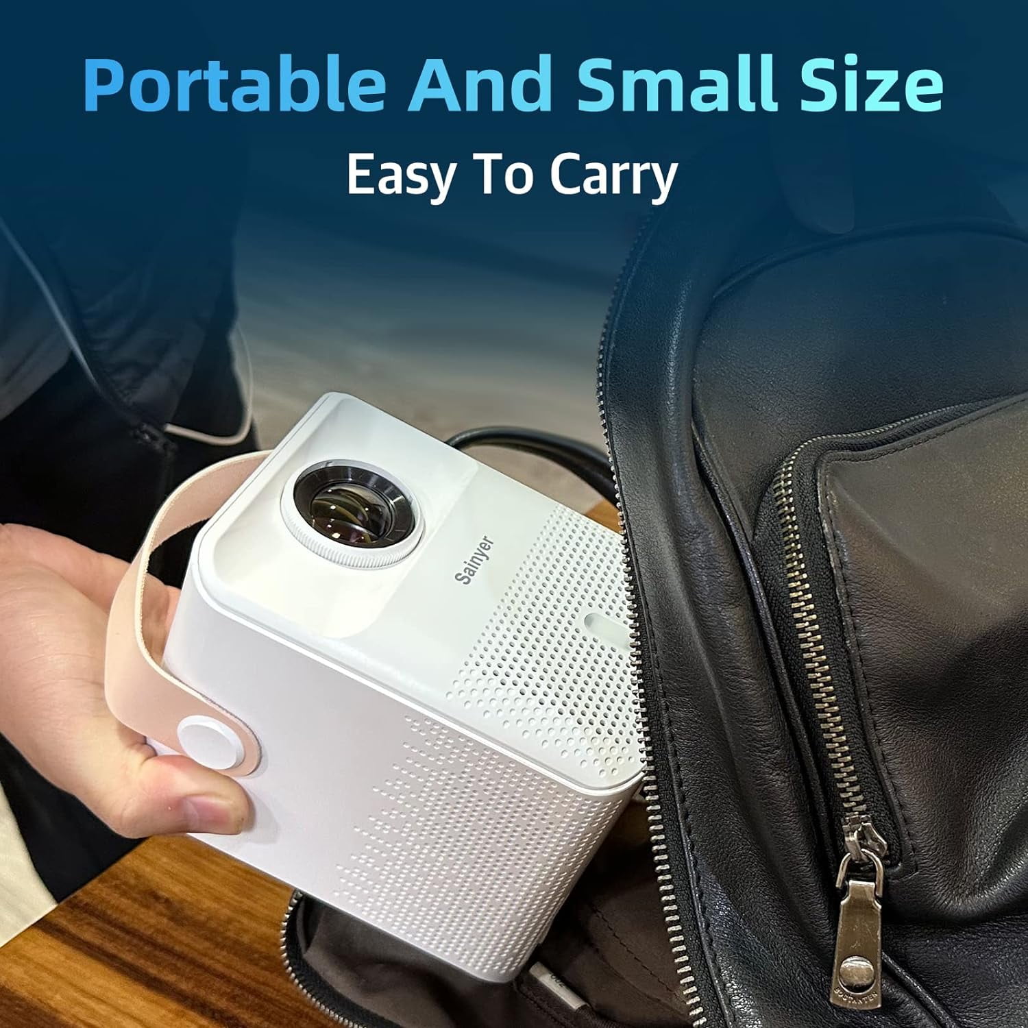 Smart Projector 4K Android System, 15000Lm Mini Projector with WiFi and Bluetooth, 4K Outdoor Projector Max 300” Digital ±45° 4D Keystone Zoom Support, Compatible with Phone, TV Stick