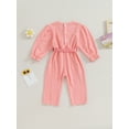 thumbnail image 4 of Bagilaanoe Newborn Baby Girl Fall Jumpsuit Textured Long Sleeve Bodysuit with Belt 3M 6M 9M 12M 18M Infant Fall One Piece Romper, 4 of 8