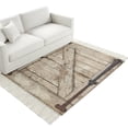 thumbnail image 2 of Bedroom Rug Carpet 3'x 5', Farmhouse Wood Grain Washable Floor Carpet with Tassels, Vintage Country Barn Gate Brown Elegant Soft Floor Rug Mat for Patio, Balcony, Laundry, Room Decor, 2 of 9