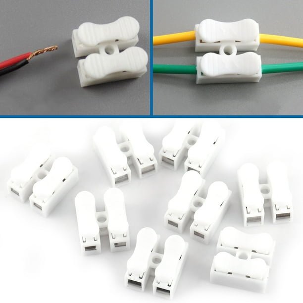 Terminal de abrazadera de resorte Terminales aislados Conector de cable, conector de cable, bloque de terminales, conector de cable de empuje de 2 clavijas de 220 V 100 conectores rápidos Ecomeon no