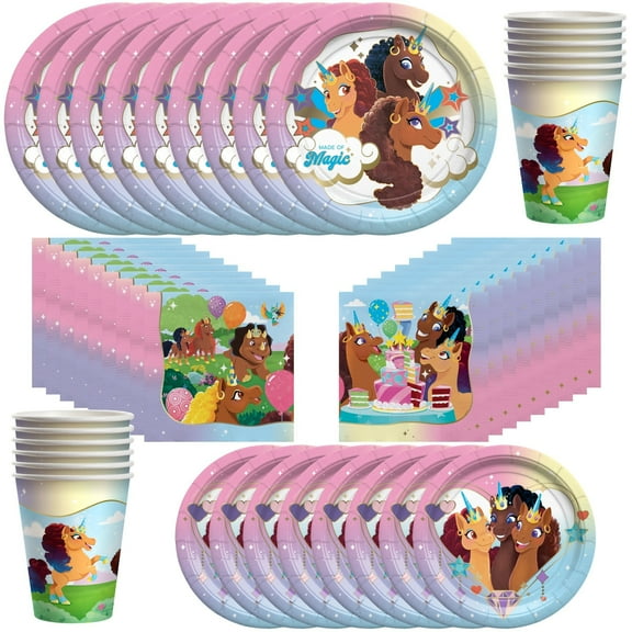 Afro Unicorn Party Decorations Tableware Classic Set for 24 Guests
