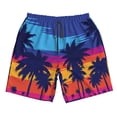 thumbnail image 3 of Uemuo Beach with Palm Trees Pattern Men's Swim Trunks Hawaiian Beach Bathing Suit Swimsuits Beach Quick-Dry Shorts with Pockets-Small, 3 of 9