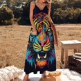 thumbnail image 2 of Tiger Animal Graffiti Sleeveless Dress Woman Fashion Long Dresses Women's Summer Suit Dress Summer 2025 Women, 2 of 7
