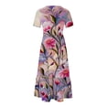 thumbnail image 4 of Qiopertar Robe d'Été Décontractée à Manches Courtes Col Rond Robe Maxi Fluide à Volants de Plage avec Poches Robe à Imprimé Dégradé Grandes Économies de Vacances! jusqu'à 90 % de Réduction, 4 of 5
