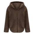 thumbnail image 4 of Zip Up Jacket for Women Winter Fuzzy Fleece Hooded Coat Long Sleeve Cardigan Trendy Outwear Casual Outerwear (XXXXXL, Brown), 4 of 6